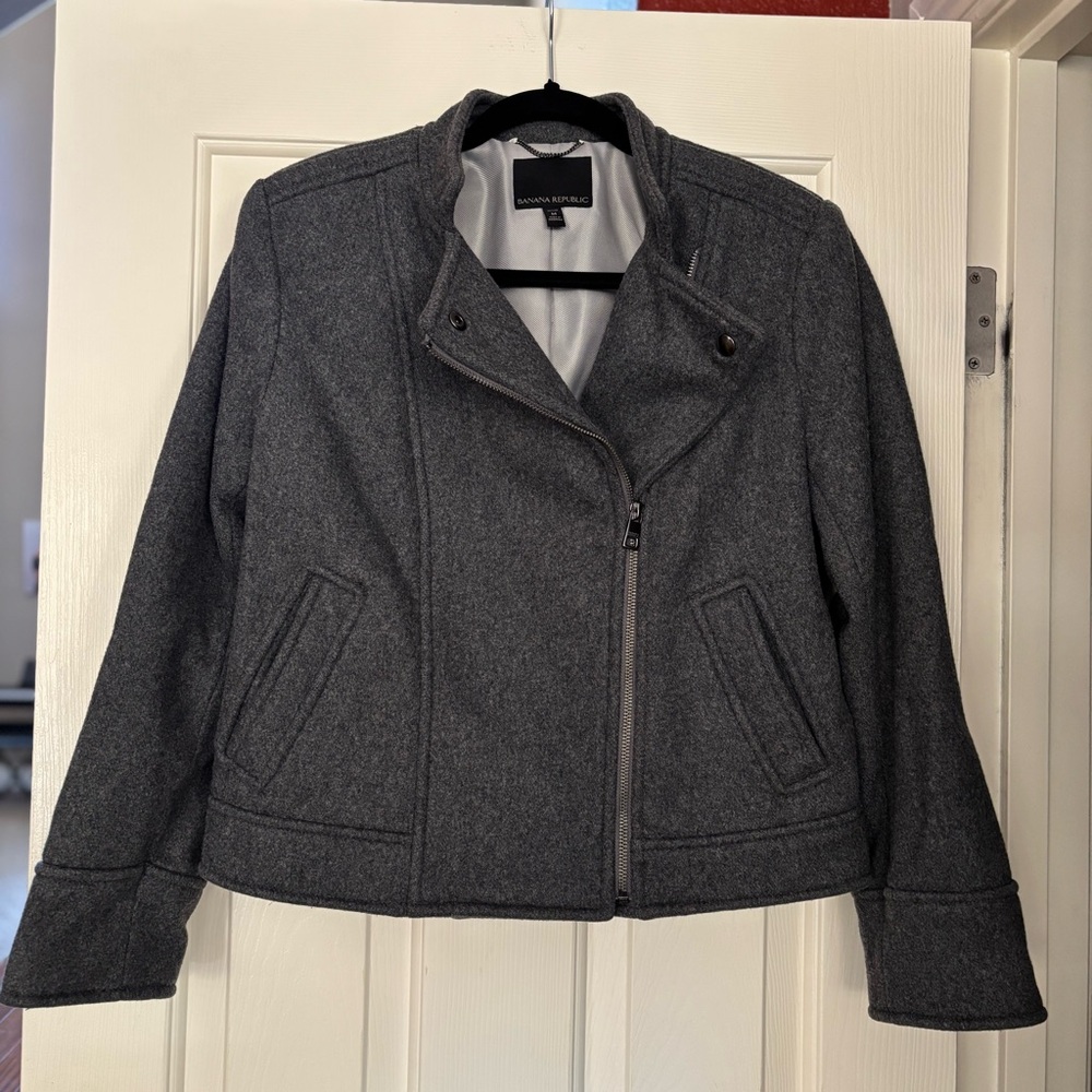 Banana Republic Women’s Italian Melton Moto Jacket in Dark Charcoal